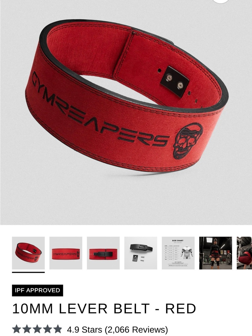 Gymreapers Red 10mm Lever Lifting Belt for Men